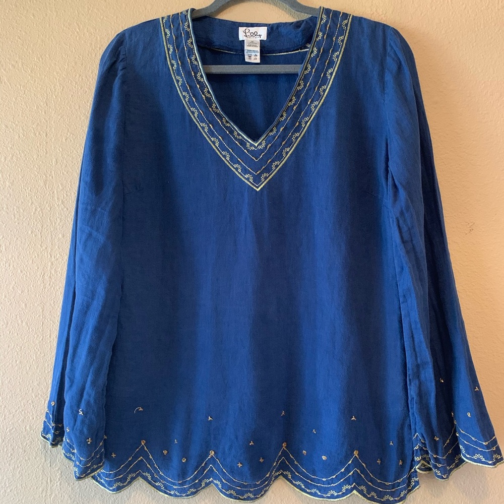 Vintage Lilly Pulitzer Linen Tunic Top 💙 Medium